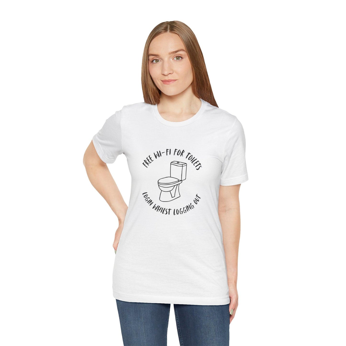 Free Wi-Fi in Toilets Unisex Jersey Short Sleeve Tee