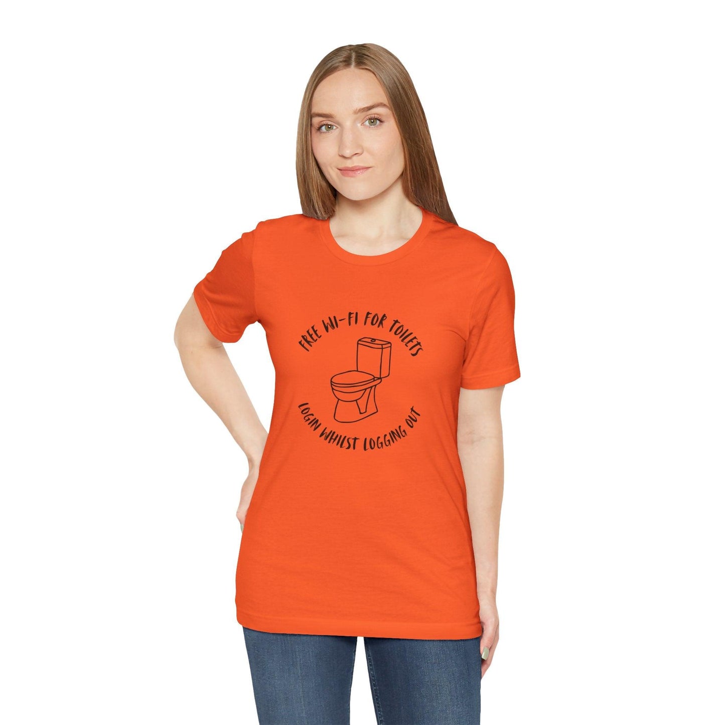 Free Wi-Fi in Toilets Unisex Jersey Short Sleeve Tee