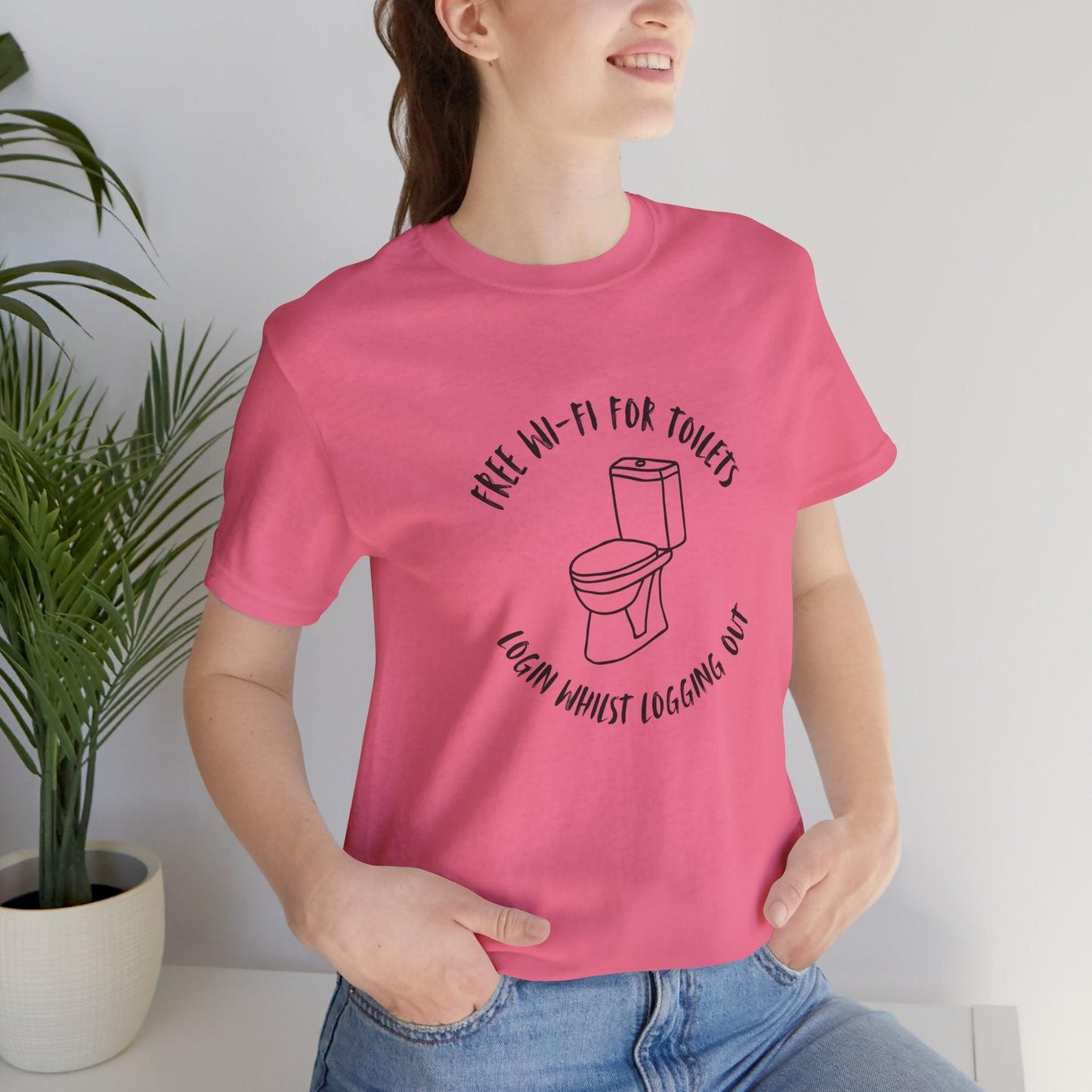 Free Wi-Fi in Toilets Unisex Jersey Short Sleeve Tee