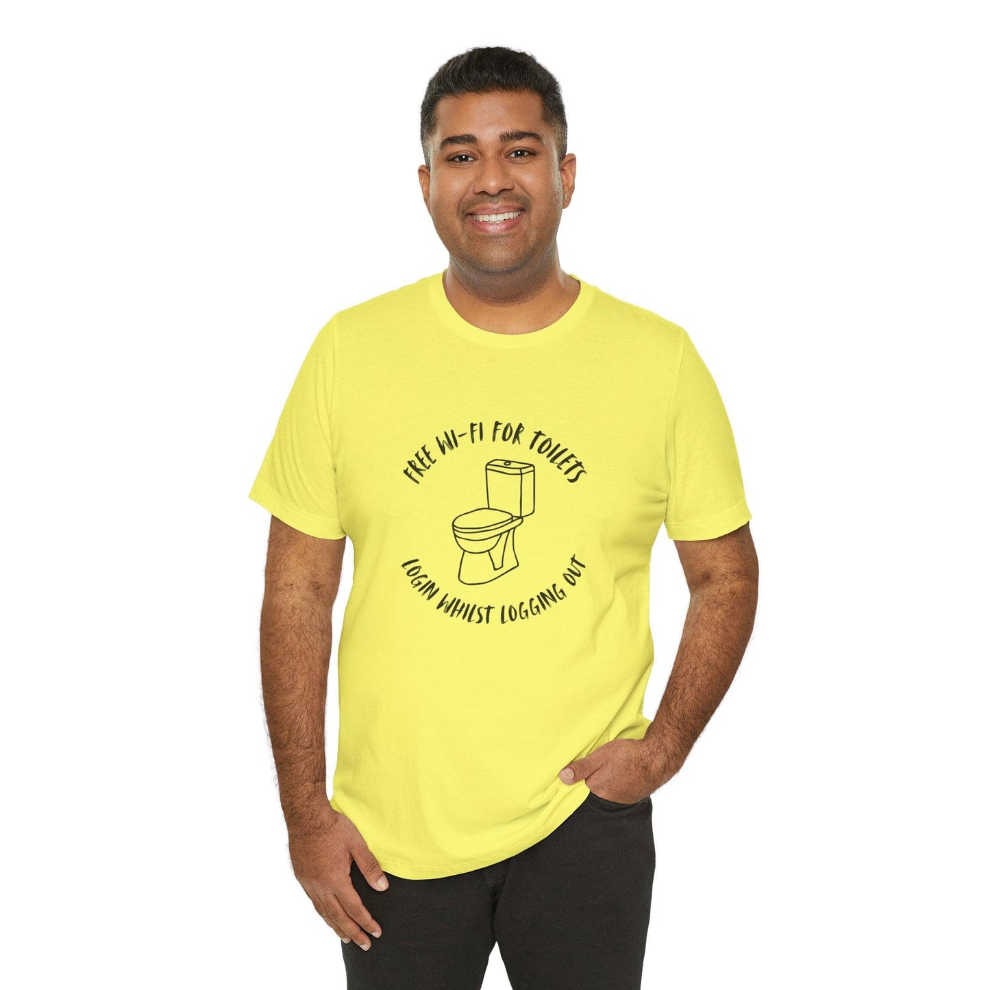 Free Wi-Fi in Toilets Unisex Jersey Short Sleeve Tee