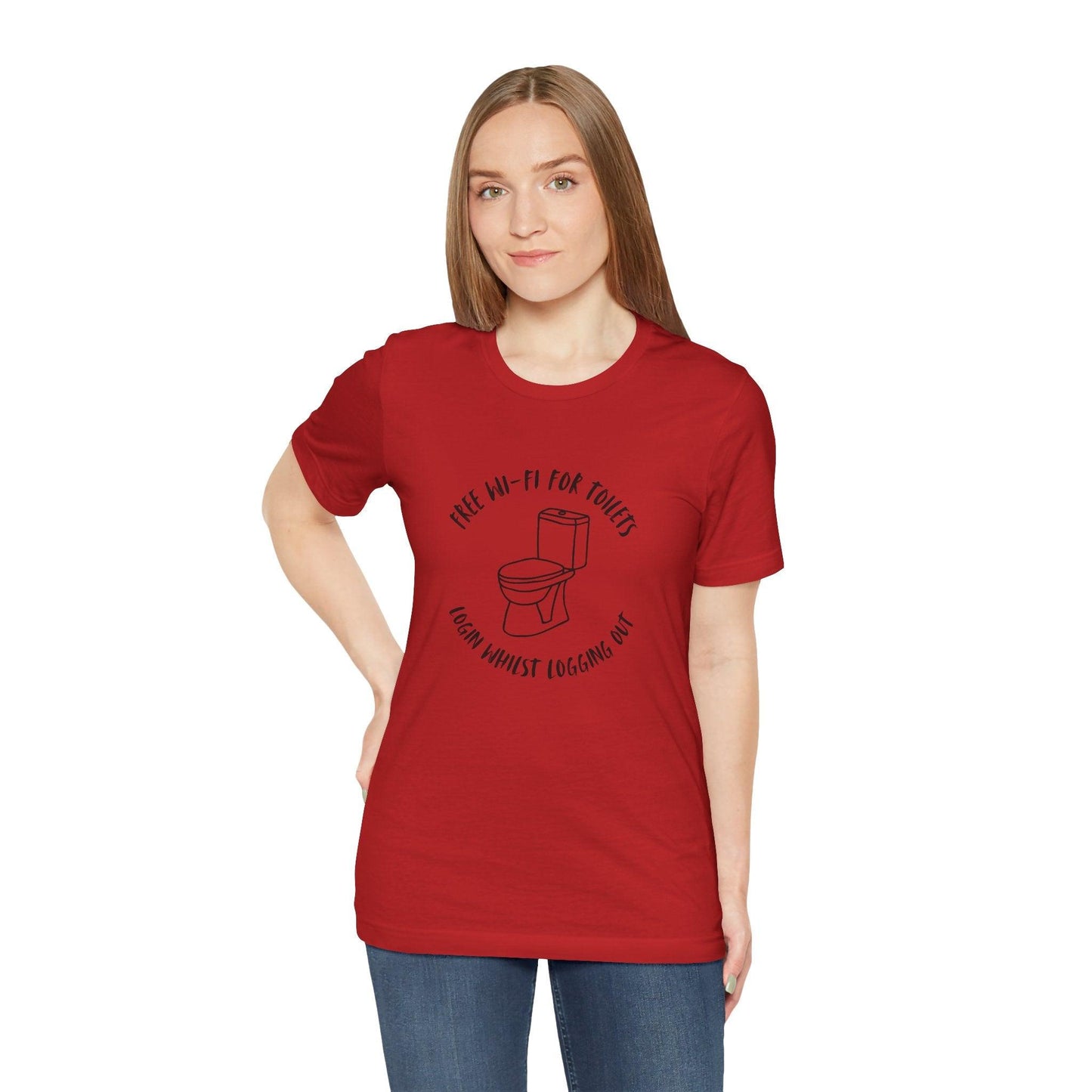 Free Wi-Fi in Toilets Unisex Jersey Short Sleeve Tee