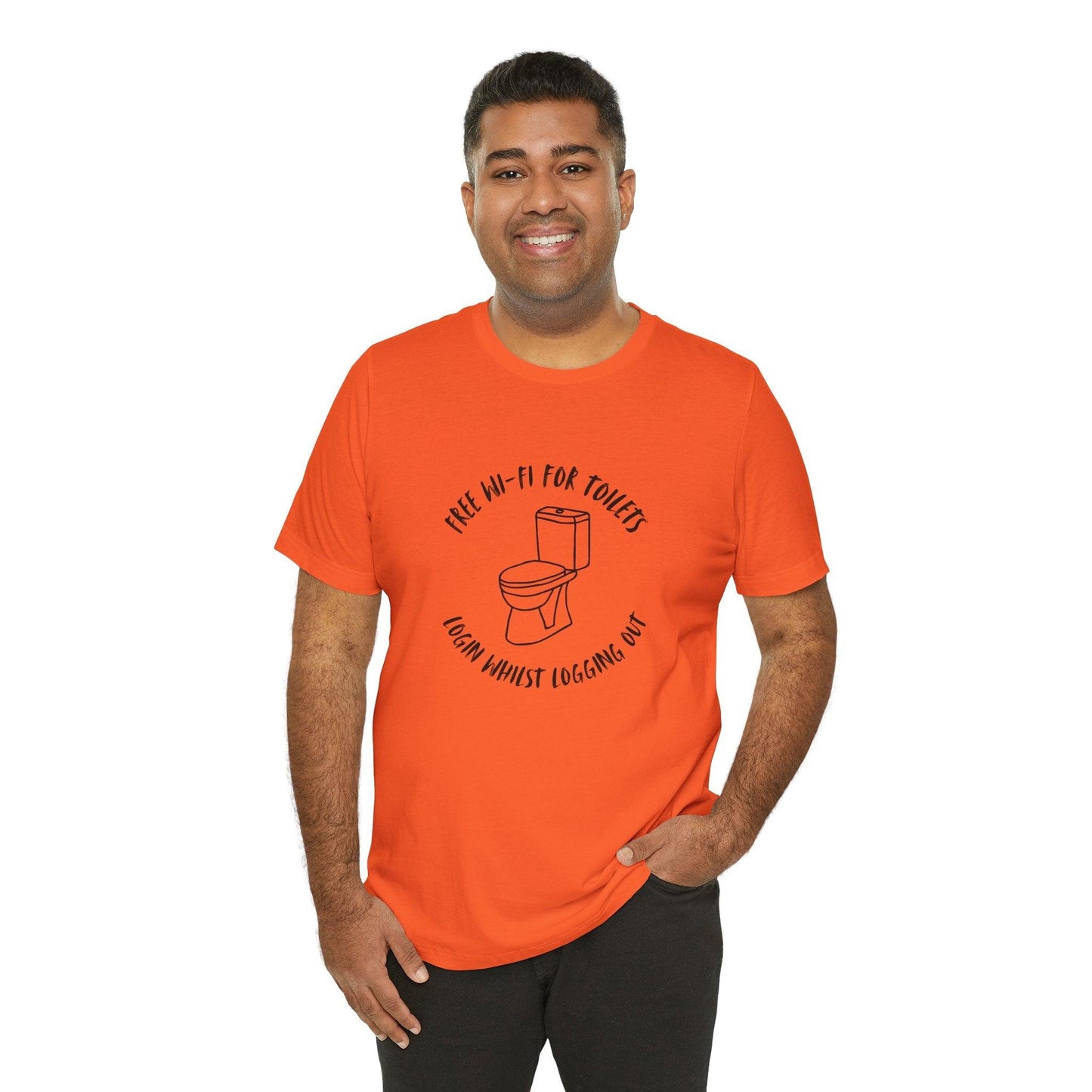 Free Wi-Fi in Toilets Unisex Jersey Short Sleeve Tee