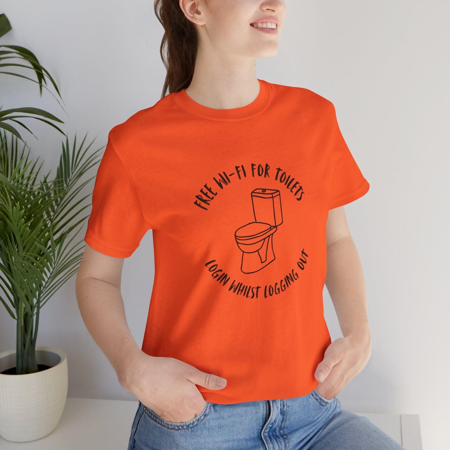 Free Wi-Fi in Toilets Unisex Jersey Short Sleeve Tee