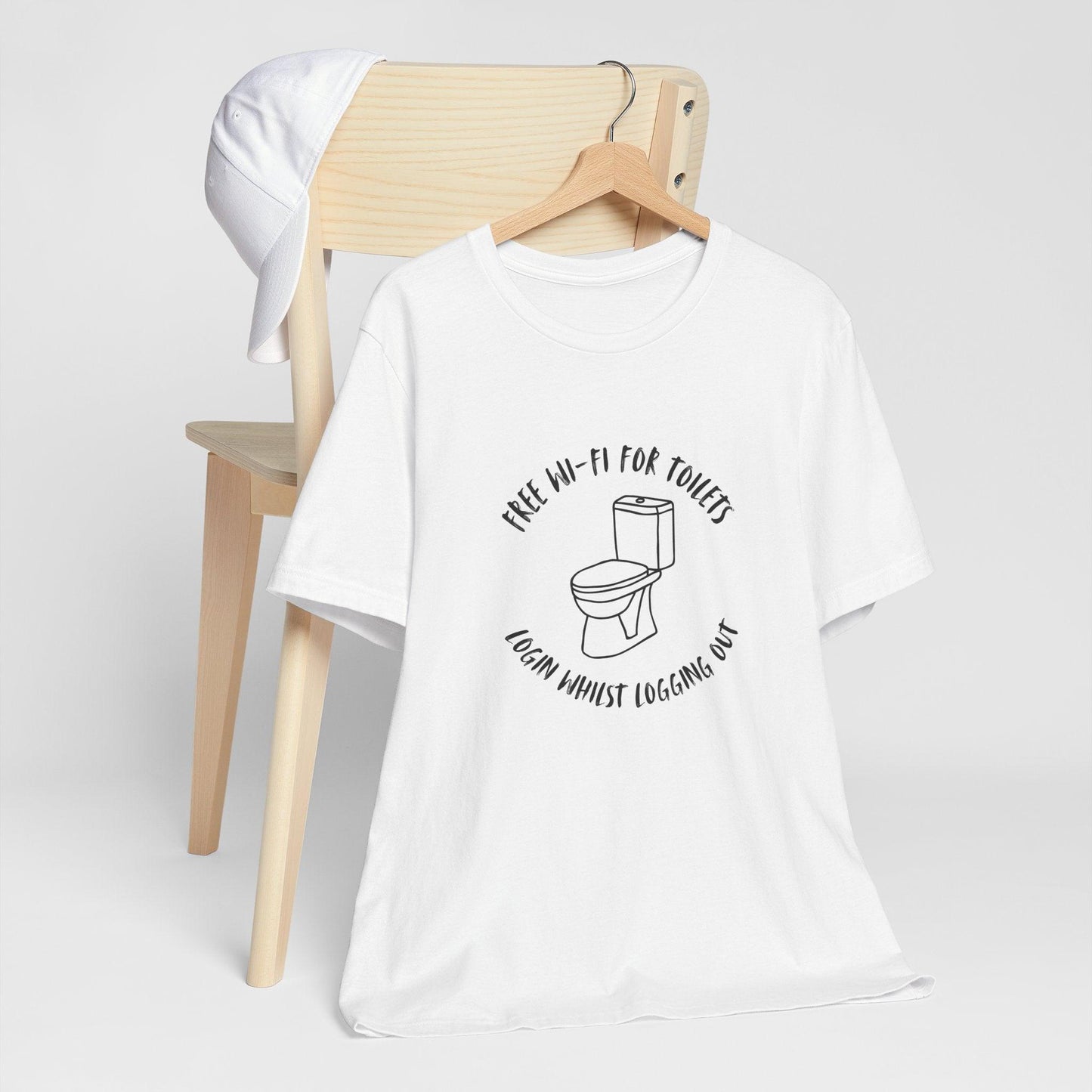 Free Wi-Fi in Toilets Unisex Jersey Short Sleeve Tee