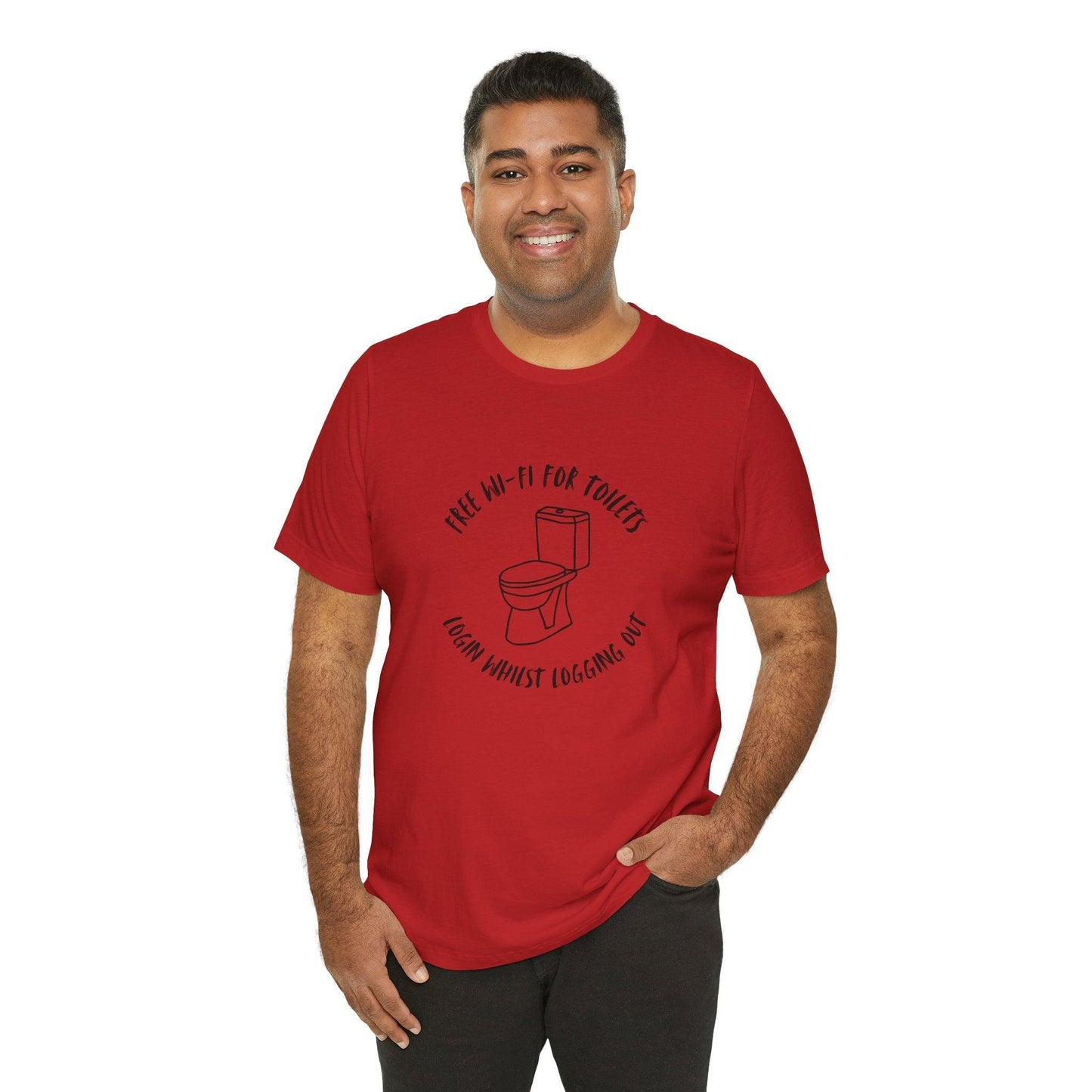 Free Wi-Fi in Toilets Unisex Jersey Short Sleeve Tee