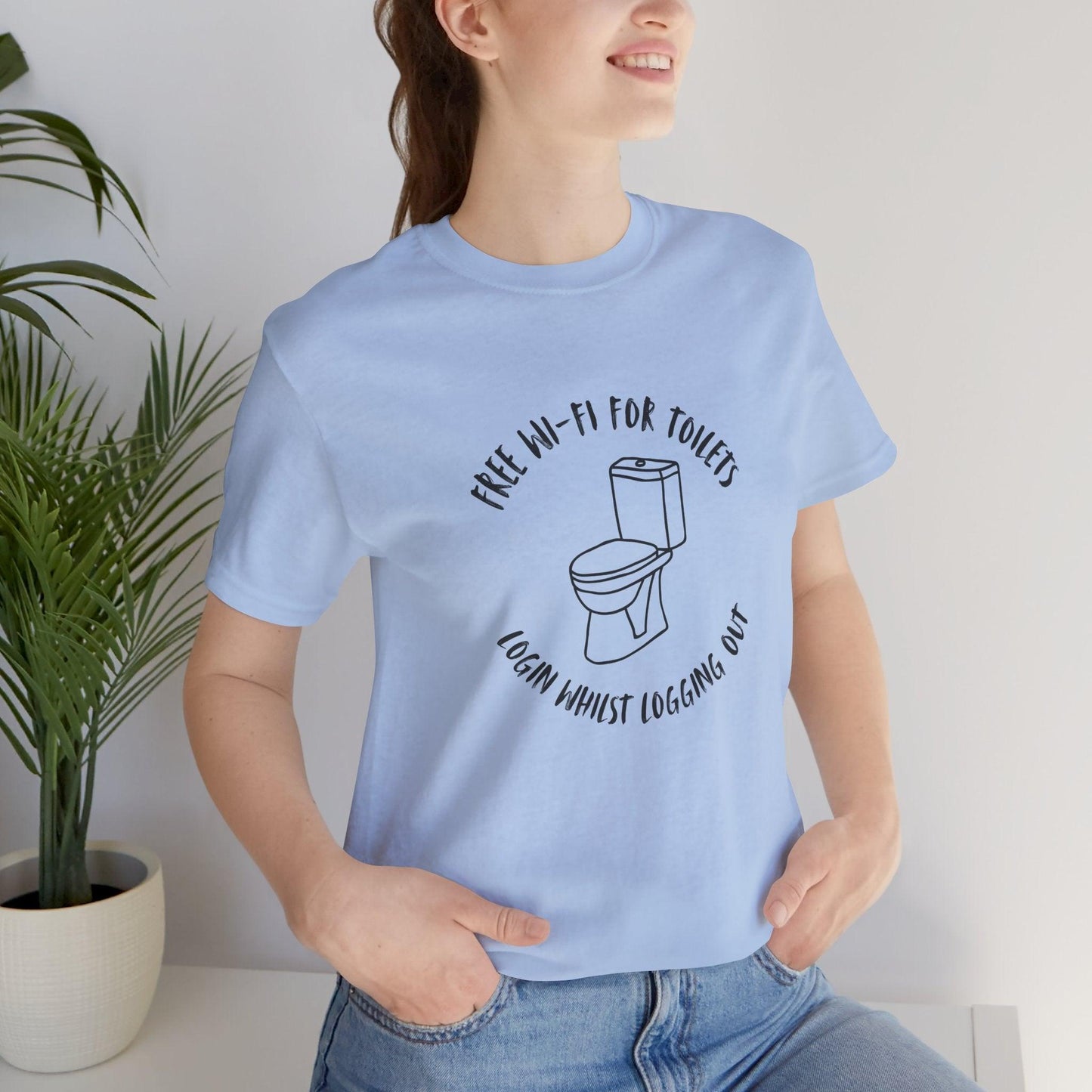 Free Wi-Fi in Toilets Unisex Jersey Short Sleeve Tee