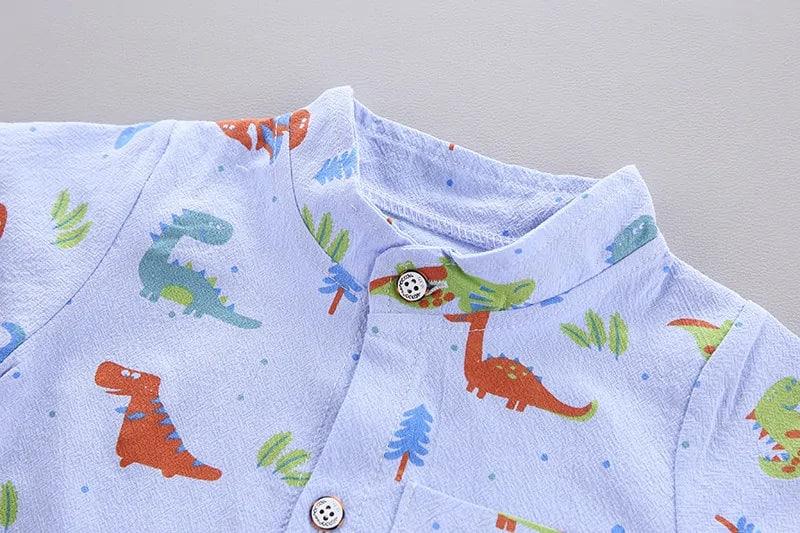 Cartoon Dinosaur Print Toddler Boy Summer Set - Emporium WRJJ