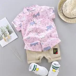 Cartoon Dinosaur Print Toddler Boy Summer Set - Emporium WRJJ