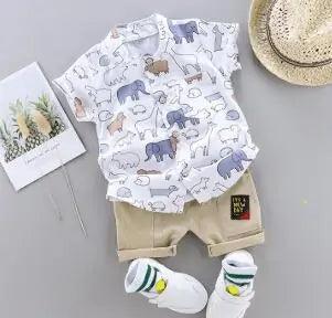 Cartoon Dinosaur Print Toddler Boy Summer Set - Emporium WRJJ