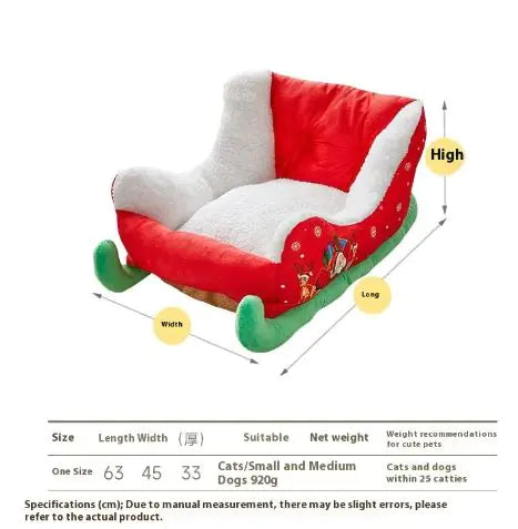 Cozy Christmas Sleigh Pet Bed - Emporium WRJJ