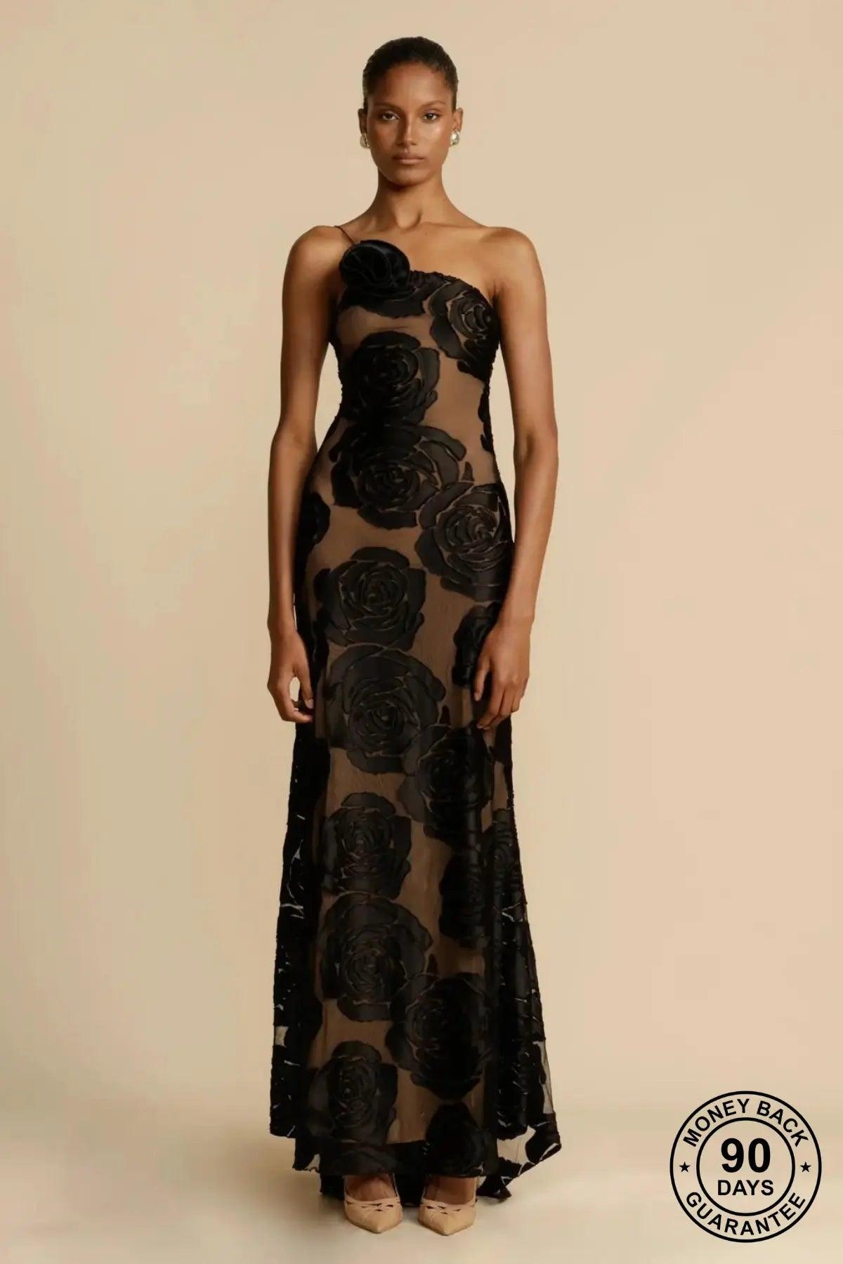 Diagonal Collar Evening Dress - Emporium WRJJ