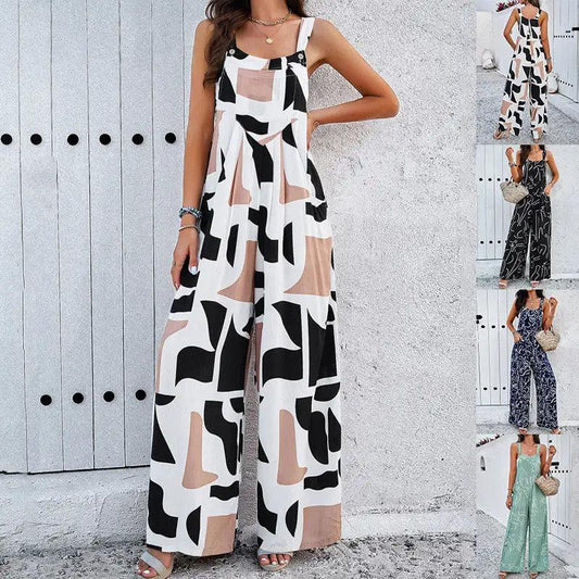 Fashion Print Square Neck Jumpsuit - Emporium WRJJ