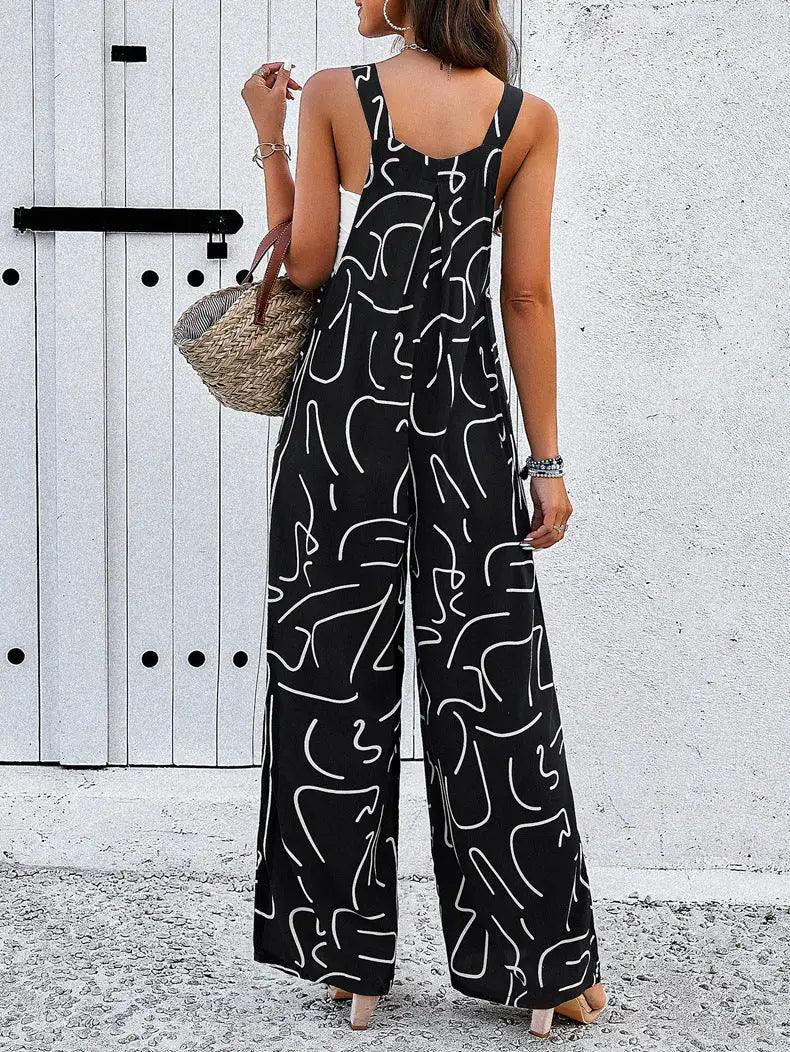 Fashion Print Square Neck Jumpsuit - Emporium WRJJ