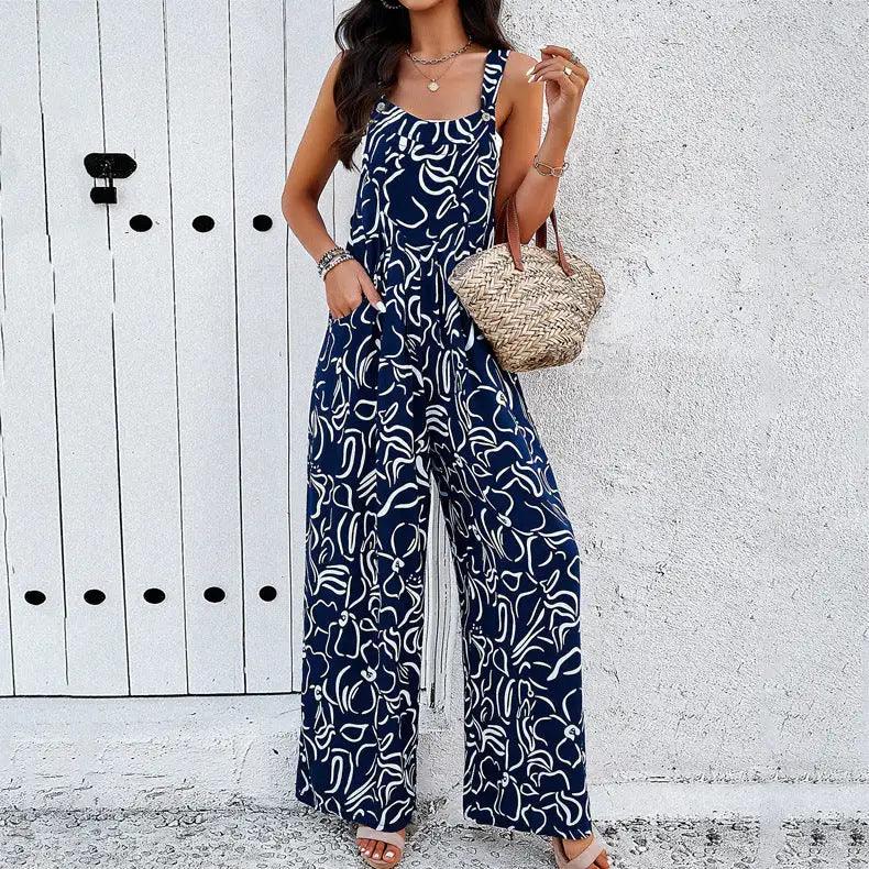 Fashion Print Square Neck Jumpsuit - Emporium WRJJ