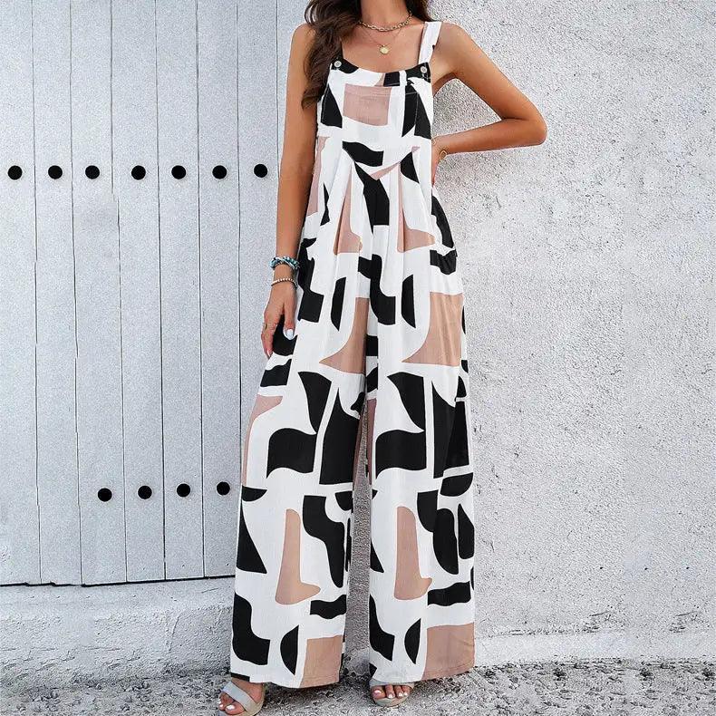 Fashion Print Square Neck Jumpsuit - Emporium WRJJ