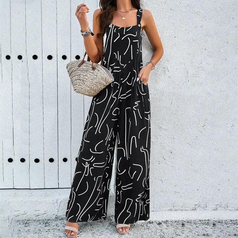 Fashion Print Square Neck Jumpsuit - Emporium WRJJ