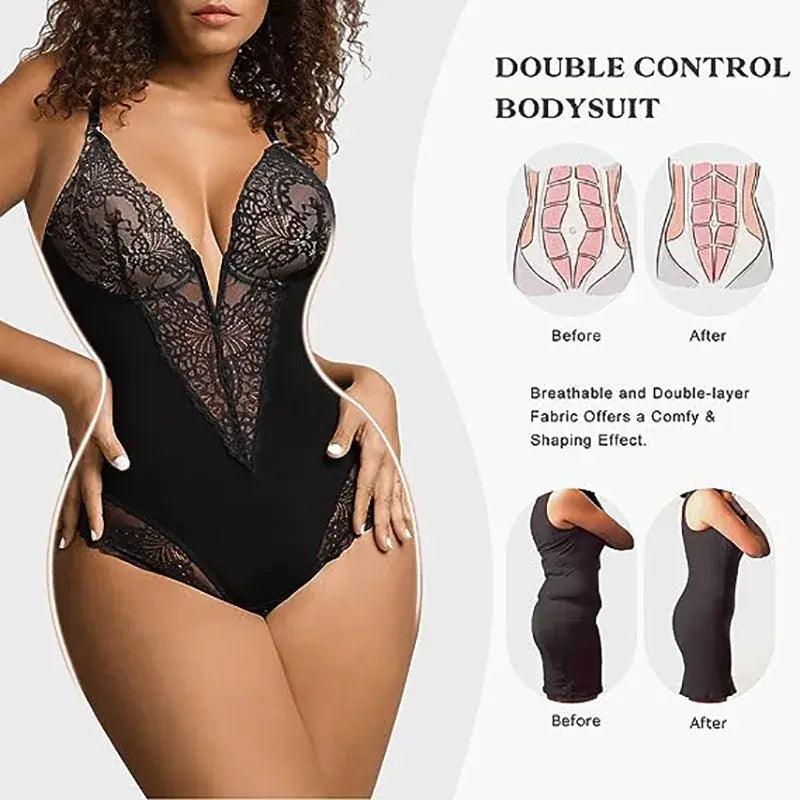 Lace V-Neck Shapewear - Emporium WRJJ