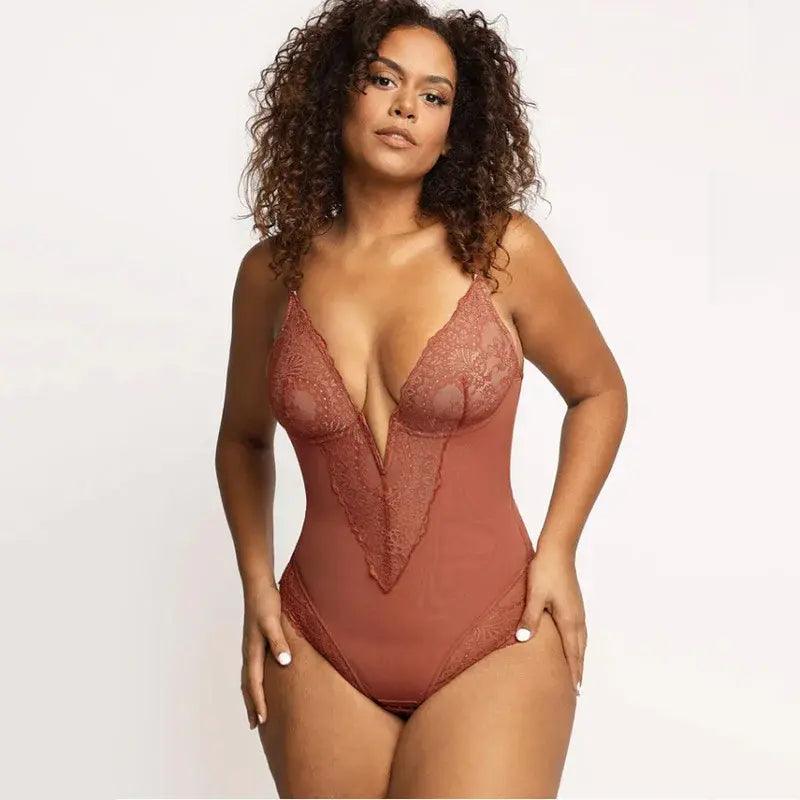 Lace V-Neck Shapewear - Emporium WRJJ