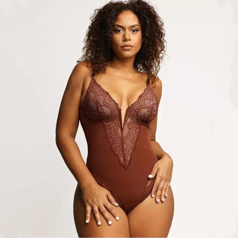 Lace V-Neck Shapewear - Emporium WRJJ