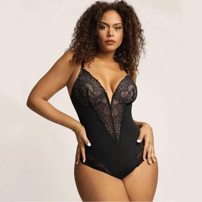 Lace V-Neck Shapewear - Emporium WRJJ