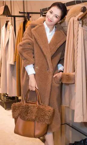 Long Winter Cashmere Lamb Winter Coat - Emporium WRJJ