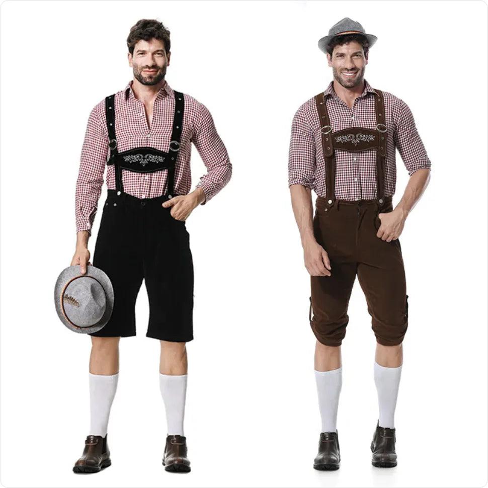 Men’s Oktoberfest Costume - Plaid Shirt, Bib Shorts, & Hat Set - Emporium WRJJ