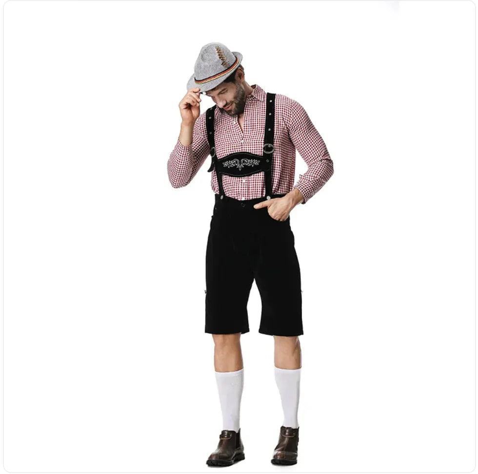 Men’s Oktoberfest Costume - Plaid Shirt, Bib Shorts, & Hat Set - Emporium WRJJ