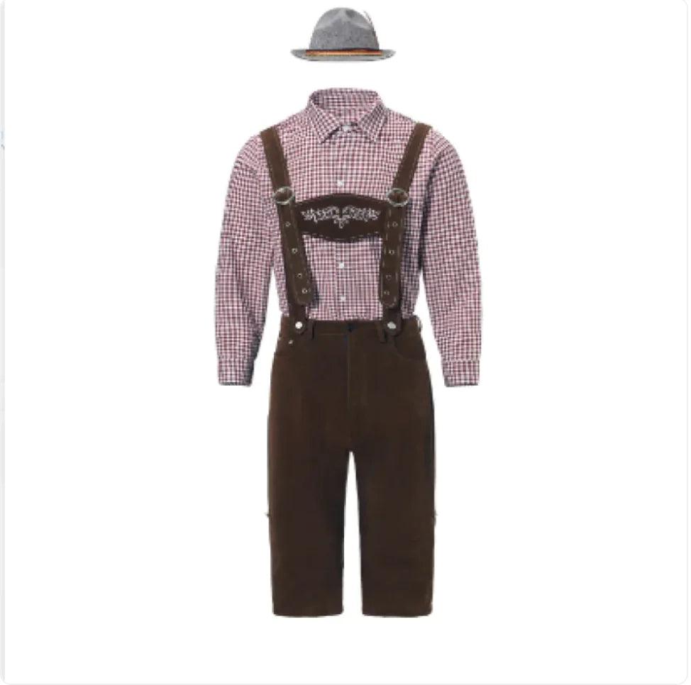 Men’s Oktoberfest Costume - Plaid Shirt, Bib Shorts, & Hat Set - Emporium WRJJ