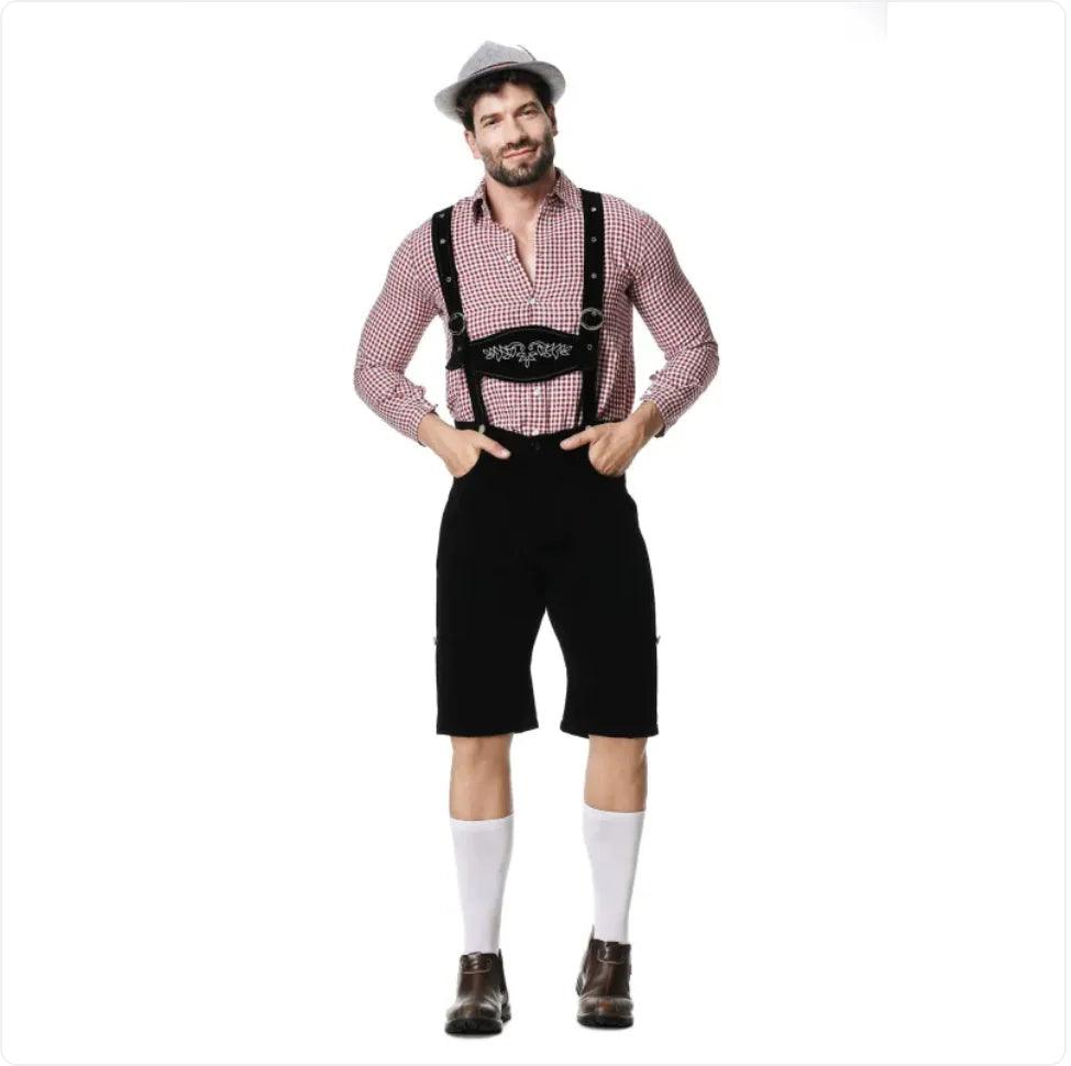 Men’s Oktoberfest Costume - Plaid Shirt, Bib Shorts, & Hat Set - Emporium WRJJ