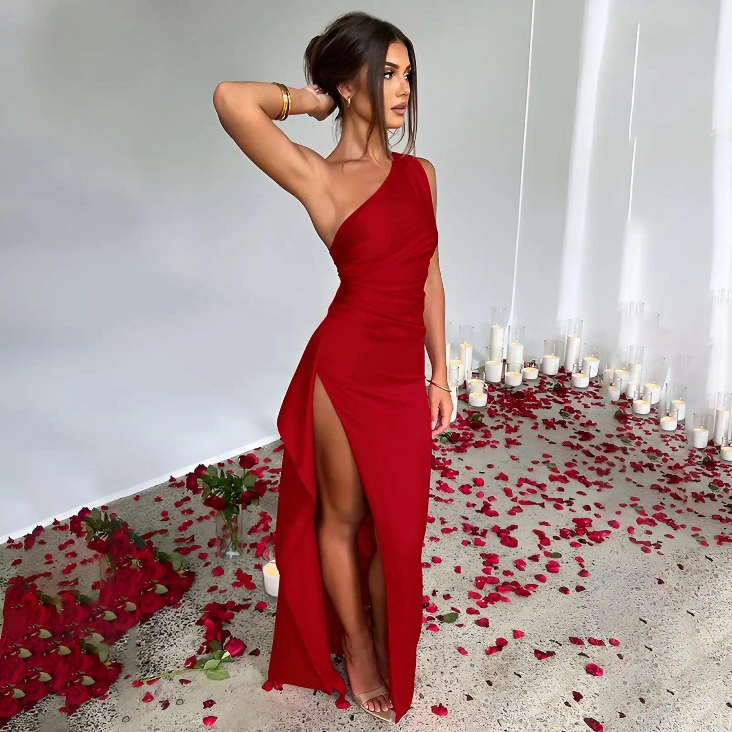 Nova Satin Split Dress - Emporium WRJJ