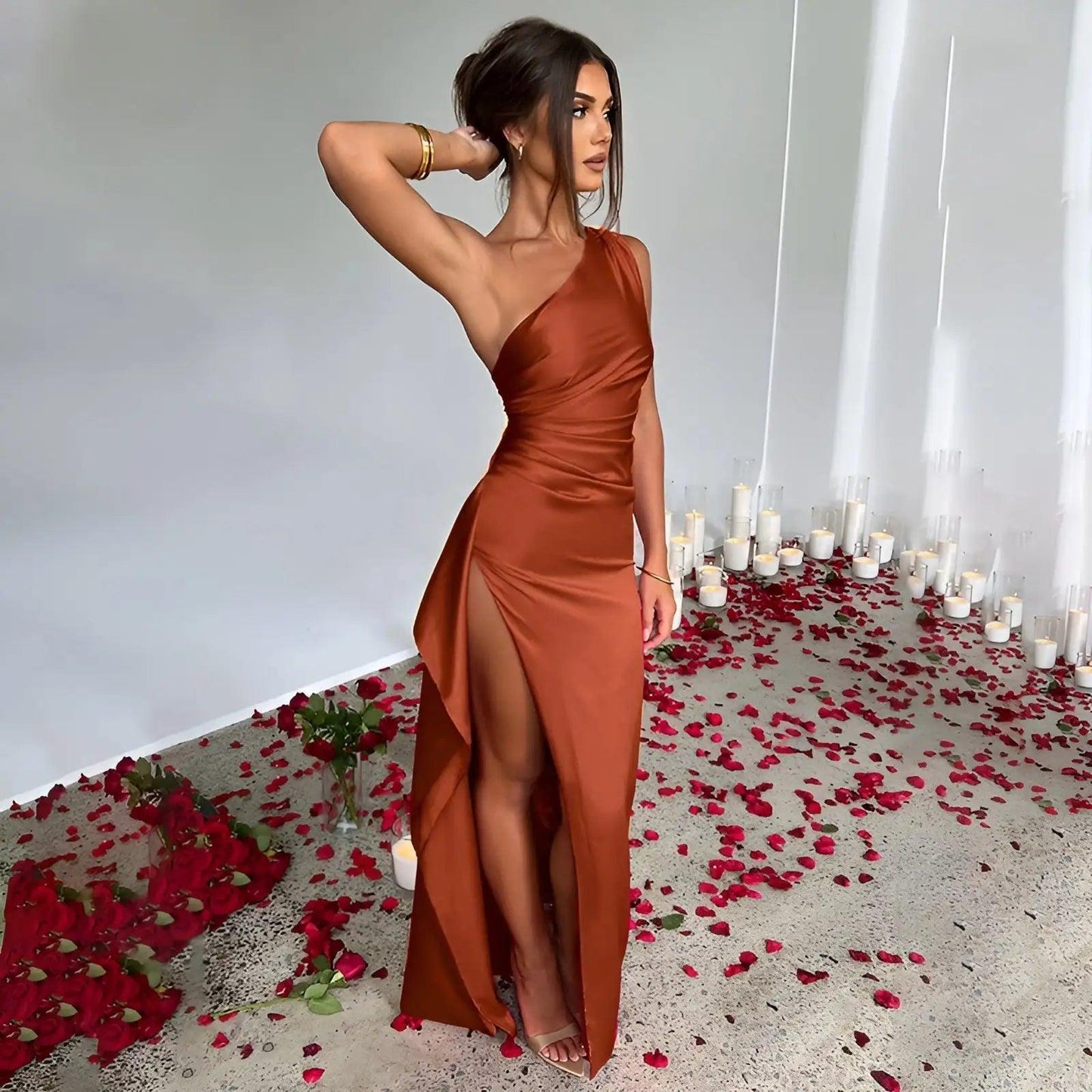 Nova Satin Split Dress - Emporium WRJJ