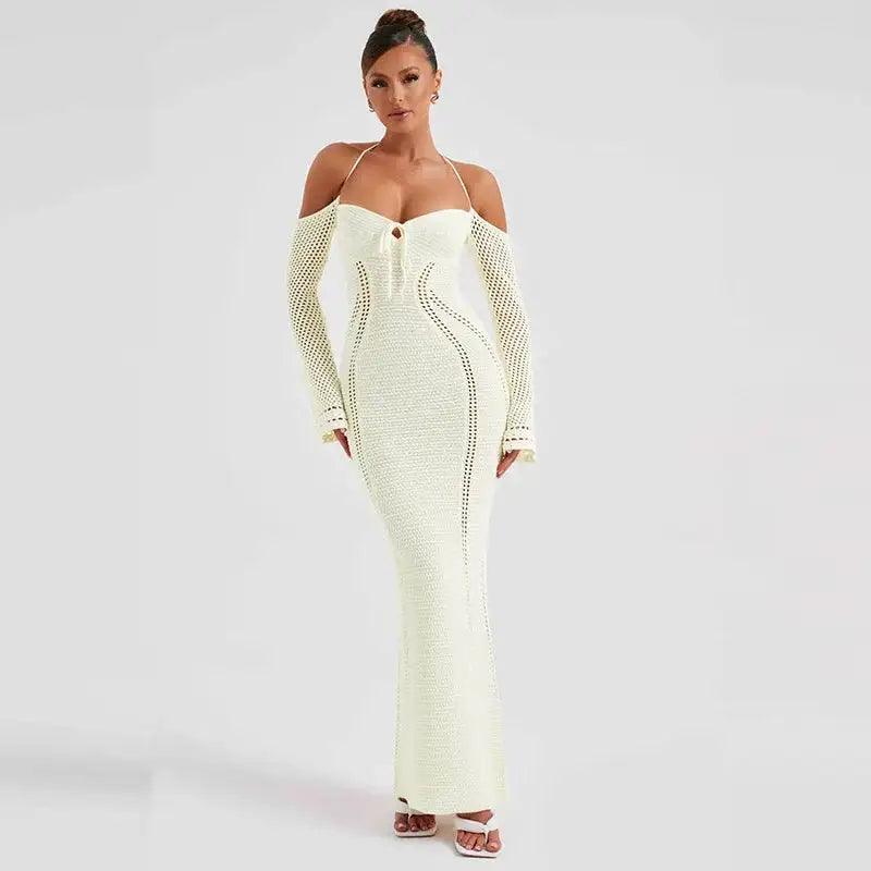 Off Shoulder Halter Knit Dress - Emporium WRJJ