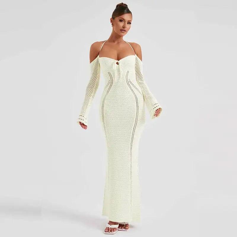 Off Shoulder Halter Knit Dress - Emporium WRJJ