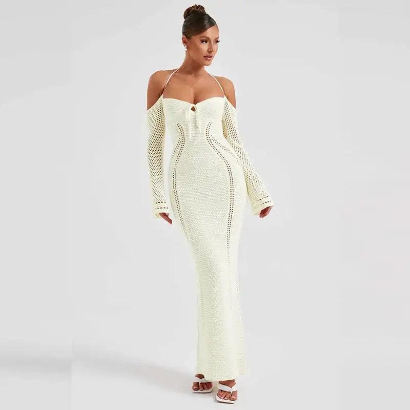 Off Shoulder Halter Knit Dress - Emporium WRJJ