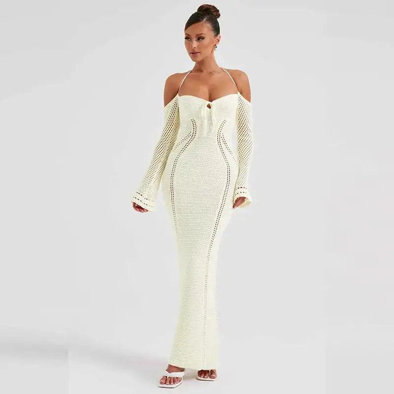 Off Shoulder Halter Knit Dress - Emporium WRJJ