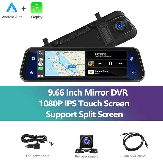 Podofo Carplay/ Android Auto Touchscreen Dashcam Mirror - Emporium WRJJ