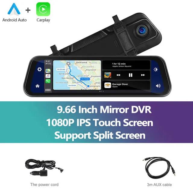 Podofo Carplay/ Android Auto Touchscreen Dashcam Mirror - Emporium WRJJ