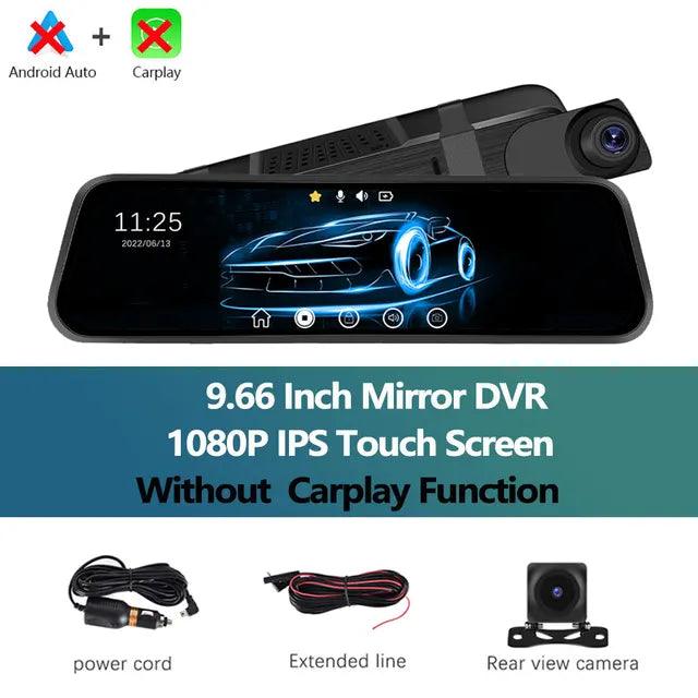 Podofo Carplay/ Android Auto Touchscreen Dashcam Mirror - Emporium WRJJ