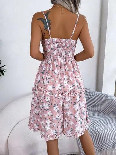 Printed Plunge Sleeve Cami Dress - Emporium WRJJ