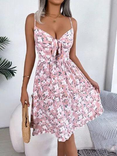 Printed Plunge Sleeve Cami Dress - Emporium WRJJ