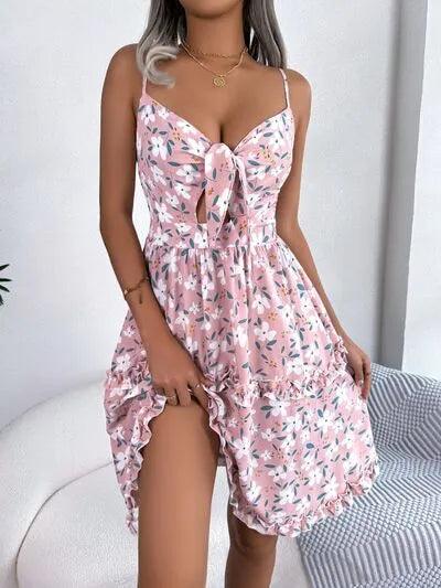 Printed Plunge Sleeve Cami Dress - Emporium WRJJ