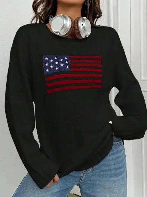 Round Neck Flag Sweater - Emporium WRJJ