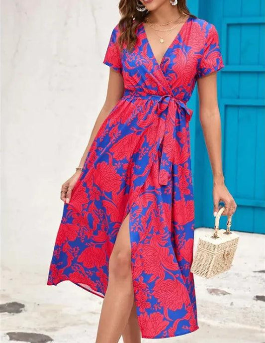 Short Sleeved Printed Dress - Emporium WRJJ