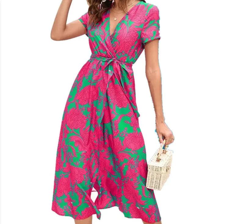 Short Sleeved Printed Dress - Emporium WRJJ