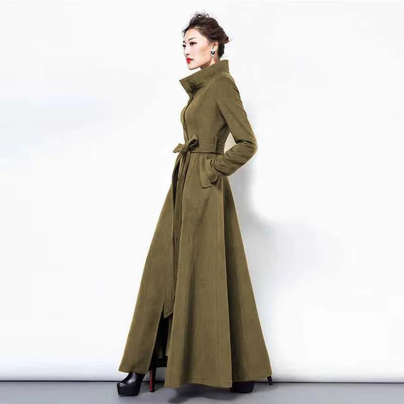 Slim-Fit Woolen Over-the-Knee Coat - Emporium WRJJ