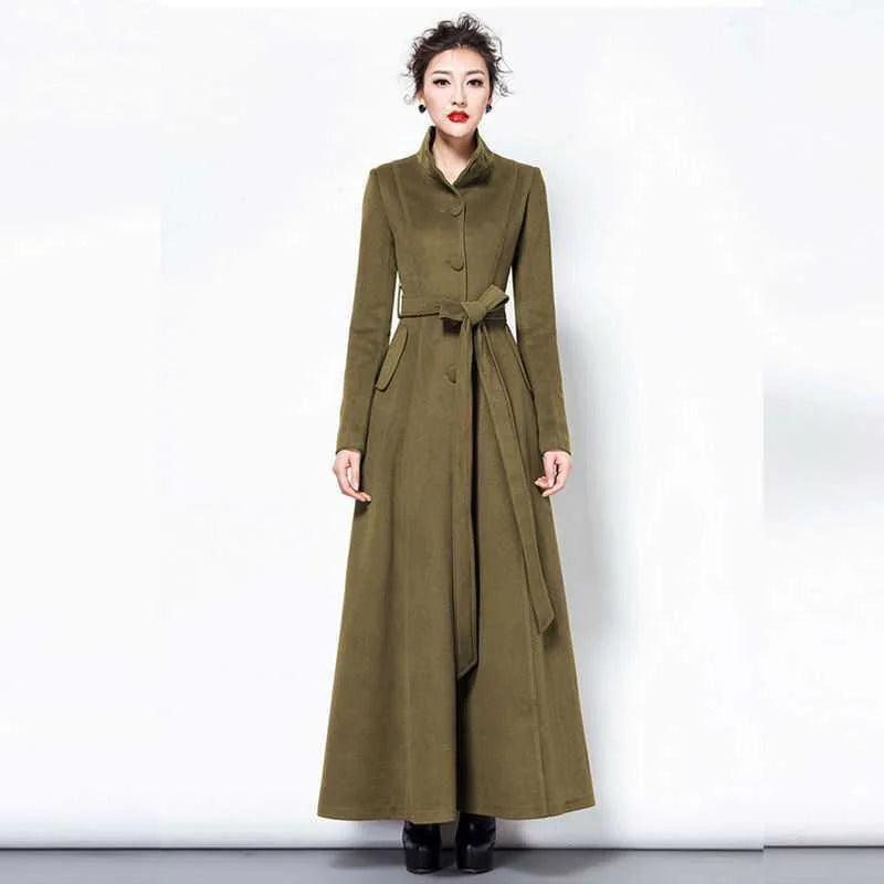 Slim-Fit Woolen Over-the-Knee Coat - Emporium WRJJ