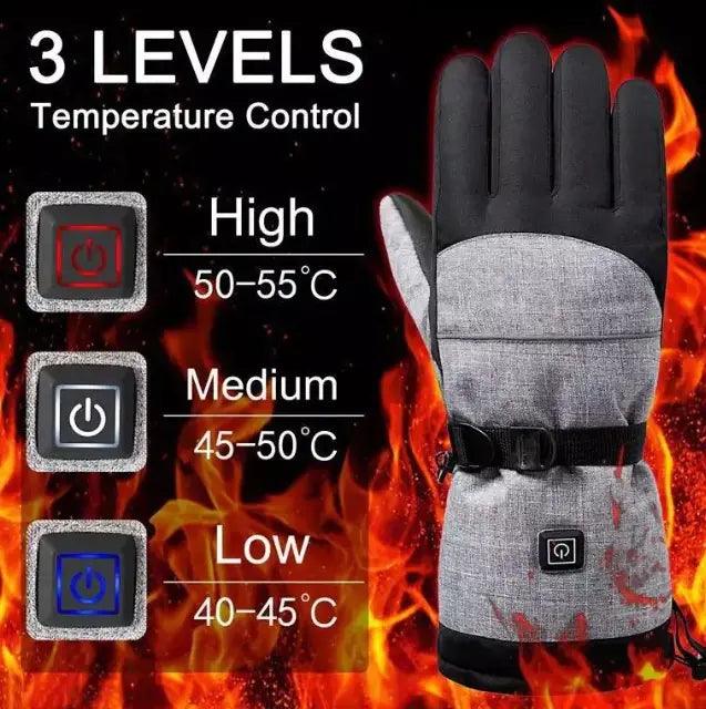 Smart Water Resistant Rechargeable Heated Gloves (Grey) - Emporium WRJJ