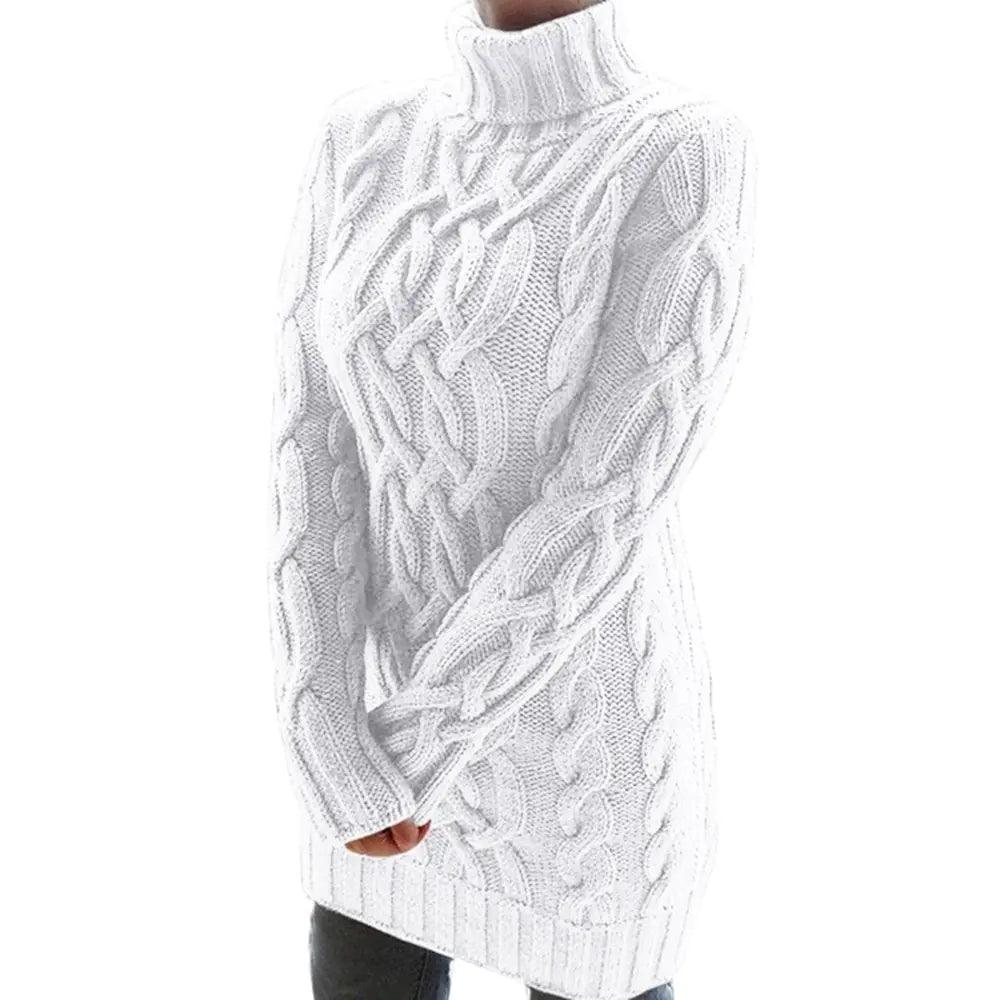 Turtleneck Twist Knitted Sweater Dress - Emporium WRJJ