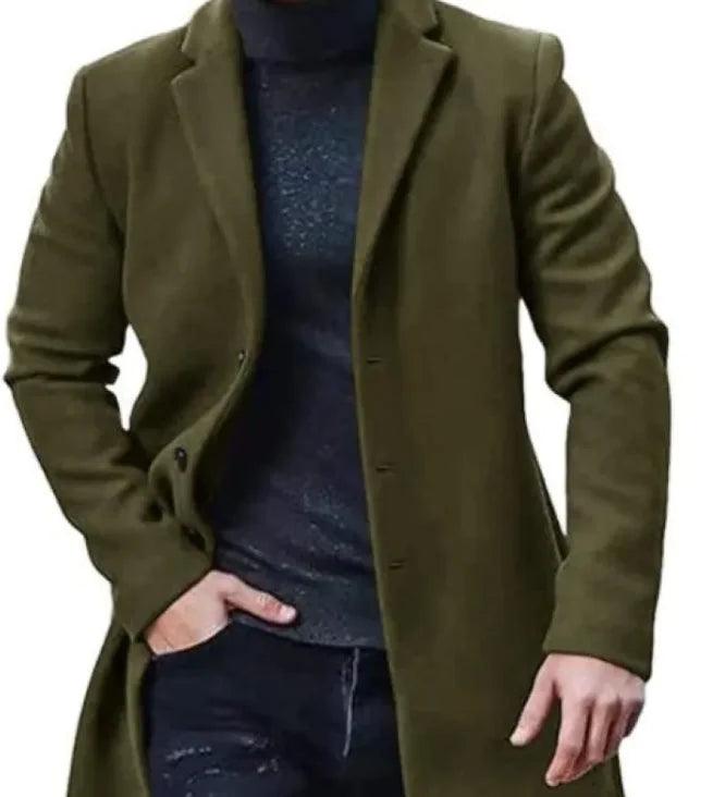 Tweed Coat Men's Medium-length Thickened Jacket - Emporium WRJJ