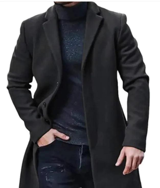 Tweed Coat Men's Medium-length Thickened Jacket - Emporium WRJJ